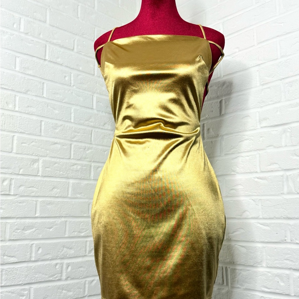 Better Be Gold Metallic Mini Dress Size Small | Party Clubwear